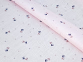 LIGHT ROSY PINK LEAF PRINTED PREMIUM MIX LINEN SHIRT FABRIC.